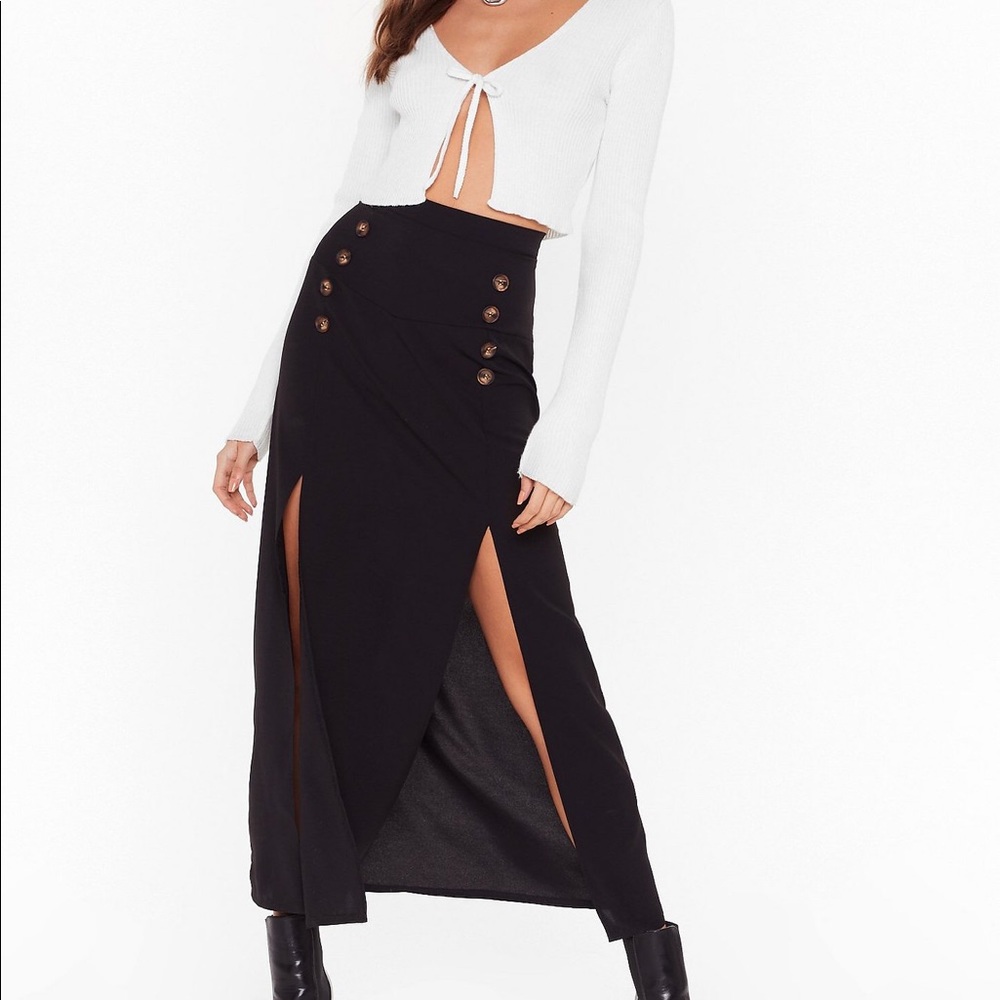 NWT Nasty Gal Black Midi Skirt 8
